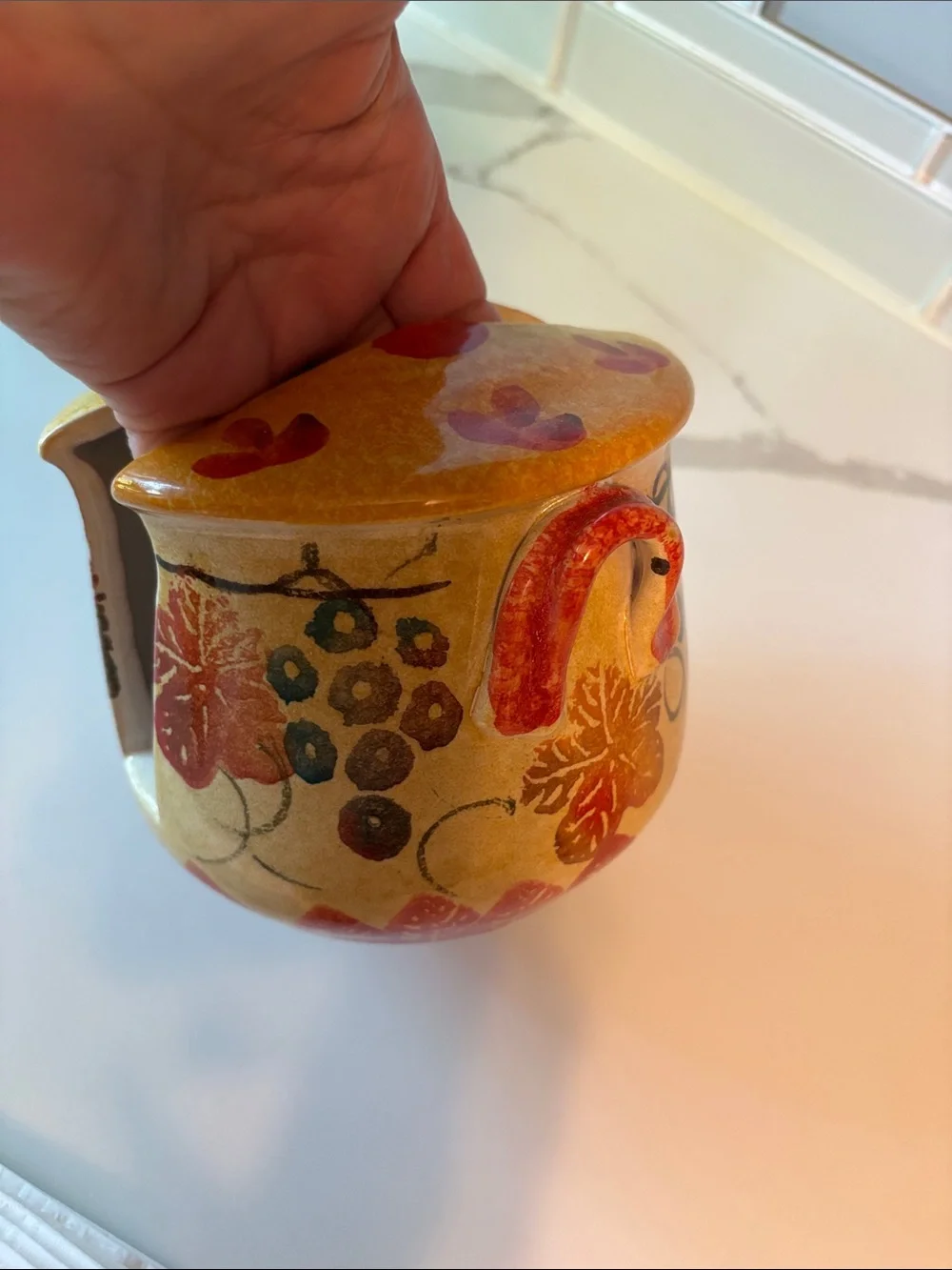Italica ARS Vintage Ceramic hand Painted Napkin Holder with Fall Motif